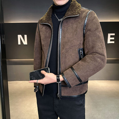 2025新款皮毛一体外套男冬季潮流双面穿皮衣羊羔毛加绒加厚皮夹克
