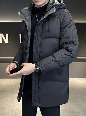羽绒服男冬季外套2025新款潮牌中长款连帽高端帅气保暖加厚冬装男