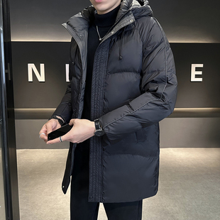 羽绒服男冬季外套2025新款潮牌中长款连帽高端帅气保暖加厚冬装男