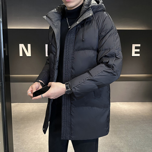 羽绒服男冬季外套2025新款潮牌中长款连帽高端帅气保暖加厚冬装男