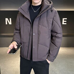 羽绒服男冬季2025新款加厚连帽高级感极寒大码高充绒量短款外套