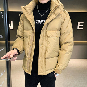 羽绒服男轻薄冬季潮牌2023年新款纯色修身短款鸭绒上衣冬装外套