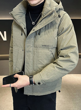 鸭绒羽绒服男冬季立领加厚潮牌2026新款修身短款加厚保暖冬装外套