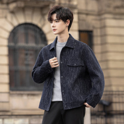 双面羊毛呢子夹克男士翻领秋冬痞帅休闲毛呢外套短款韩版妮子大衣
