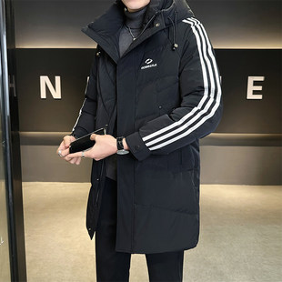 2025年新款男士羽绒服中长款加厚连帽时尚潮流休闲百搭外套冬装男