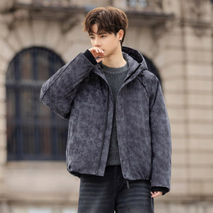 连帽短款羽绒服2026年冬季新款加厚保暖拉链外套男装帅气男装百搭