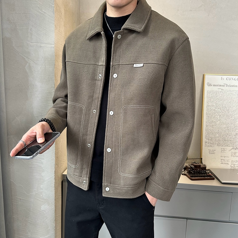 羽绒内胆毛呢夹克男士外套2025冬季新款韩版修身翻领羽绒服男装