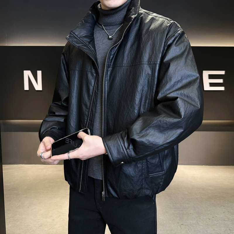 皮羽绒服男冬季潮牌高端95白鸭绒外套2025新款加厚保暖机车皮袄子