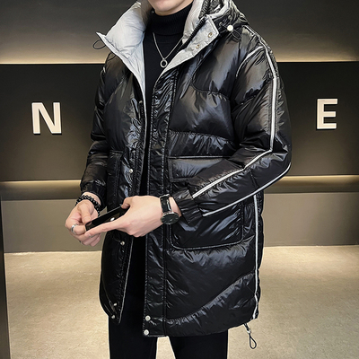 中长款羽绒服男连帽潮牌冬季2025年新款修身加厚袄子痞帅男生外套