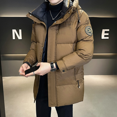 羽绒服男冬季外套2025新款潮牌中长款连帽高端帅气保暖加厚冬装男