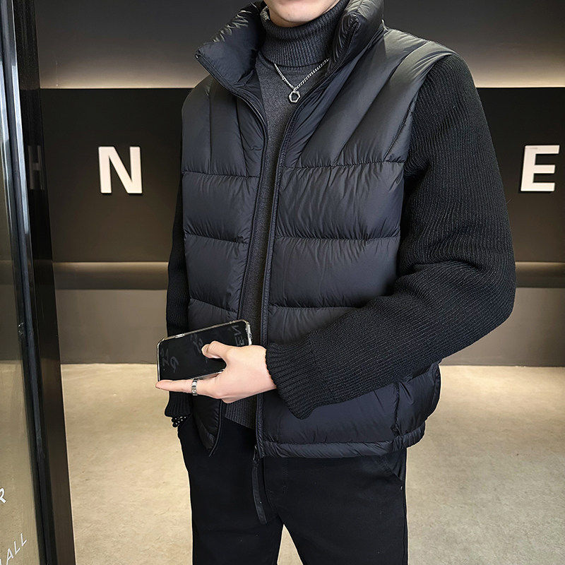 痞帅假两件排骨羽绒服男款冬季设计感针织拼接90白鸭绒外套高级感