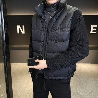 痞帅假两件排骨羽绒服男款冬季设计感针织拼接90白鸭绒外套高级感