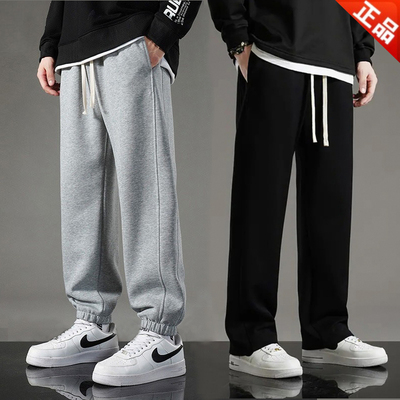 运动裤男春秋冬季宽松束脚裤休闲长裤男士加绒加厚直筒裤男款裤子