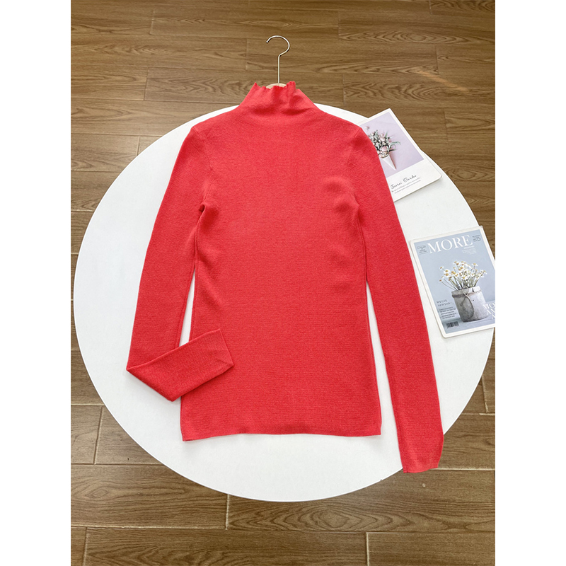 F250%羊毛打底衫 女士秋冬长袖毛线衣毛衫修身保暖打底经典款纯色