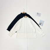 提花打底衫 I1大码 女花边领T恤长袖 宽松版 日单外单 百搭26春新款