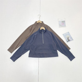 D5舒适罗纹料立领半拉链衫 卫衣 套头宽松款 出口外单26春新款 女长袖