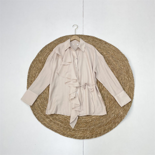 木耳边高阶衬衫 F3俄罗斯轻奢外单纯元 纯色时尚 女翻领开衫 26春新款