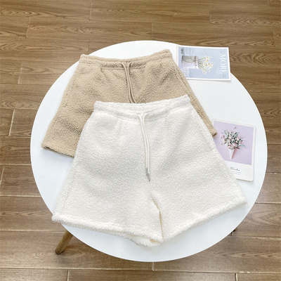 G5韩国外单~萝莉纯色短裤外单纯元25冬新款女保暖羊羔毛半裤 超值