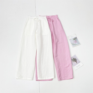 收紧腰百搭直筒裤 女士休闲款 重磅好面料外单2025秋新款 D3棉麻