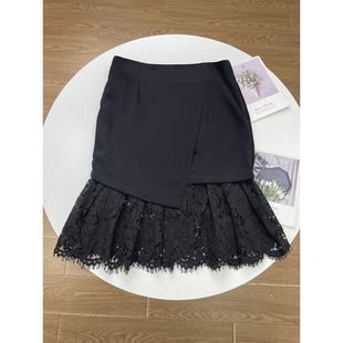 A3法国名pai 女士半裙包臀裙高腰款 立体剪裁法式 蕾丝拼接25夏新款