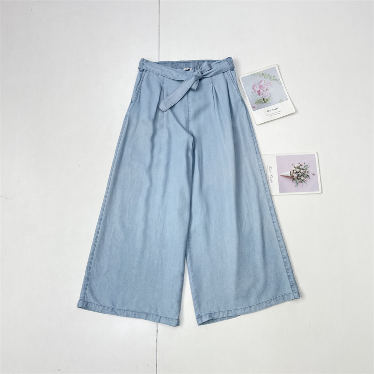 C6~100%天丝~柔软牛仔~外单纯元25秋新款阔腿裤九分裤女士休闲裤