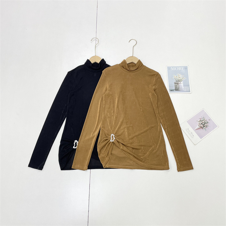 F6俄单高级时装25秋冬新款柔软顺滑高领长袖打底衫造型别致品味好