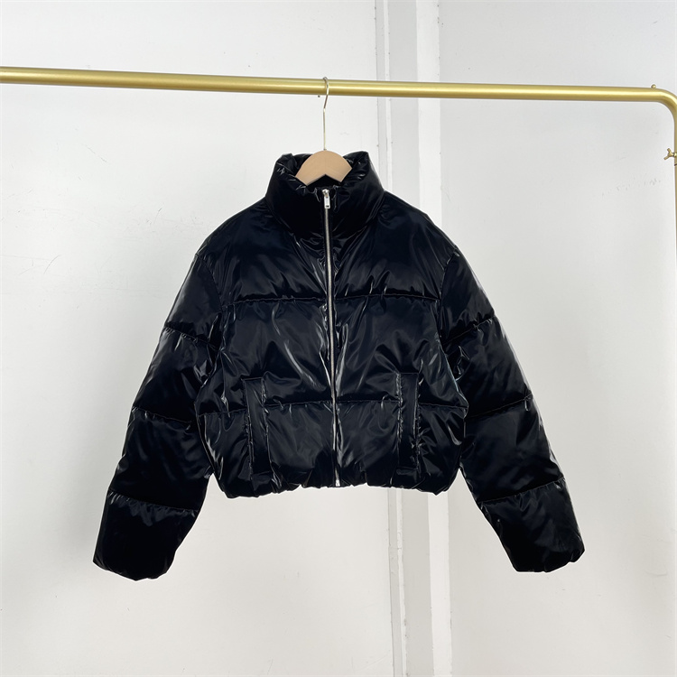 H4西班牙单时尚珠光2025冬季新款免洗面料棉服棉衣带口袋时尚女士