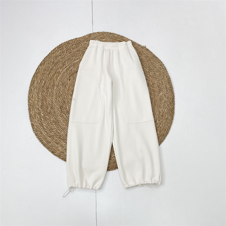 Y1重磅抓绒卫裤去日本外单25冬新款男女宽松休闲可束脚运动裤白色