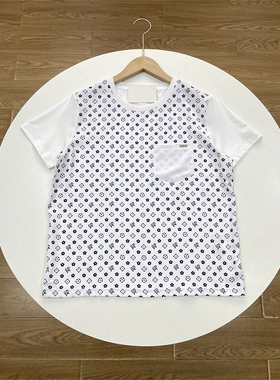 G1打ma球~潮流老花印花!外单好货精梳水柔棉女士圆领宽松基础T恤