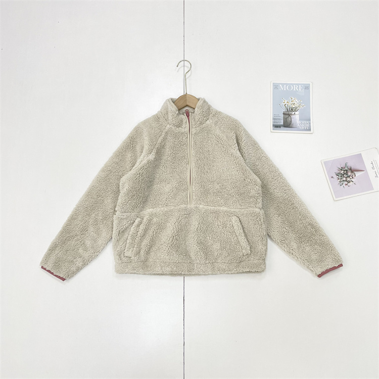 N3澳洲知名大牌女厚羊羔绒25秋冬新款立领半拉链套头长袖上衣卫衣