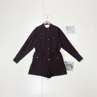 26春新款 外单纯元 风连体裤 收腰休闲百搭款 连体裤 女立领长袖 C1工装