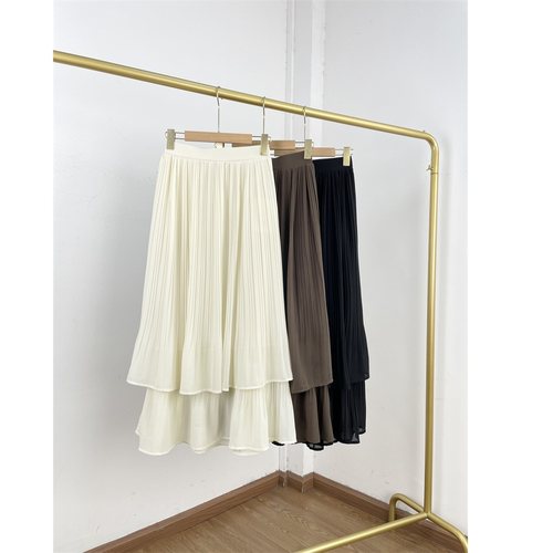 J2日单外单~26夏通勤风压褶百褶半身裙女高腰显瘦A字中长款休闲裙