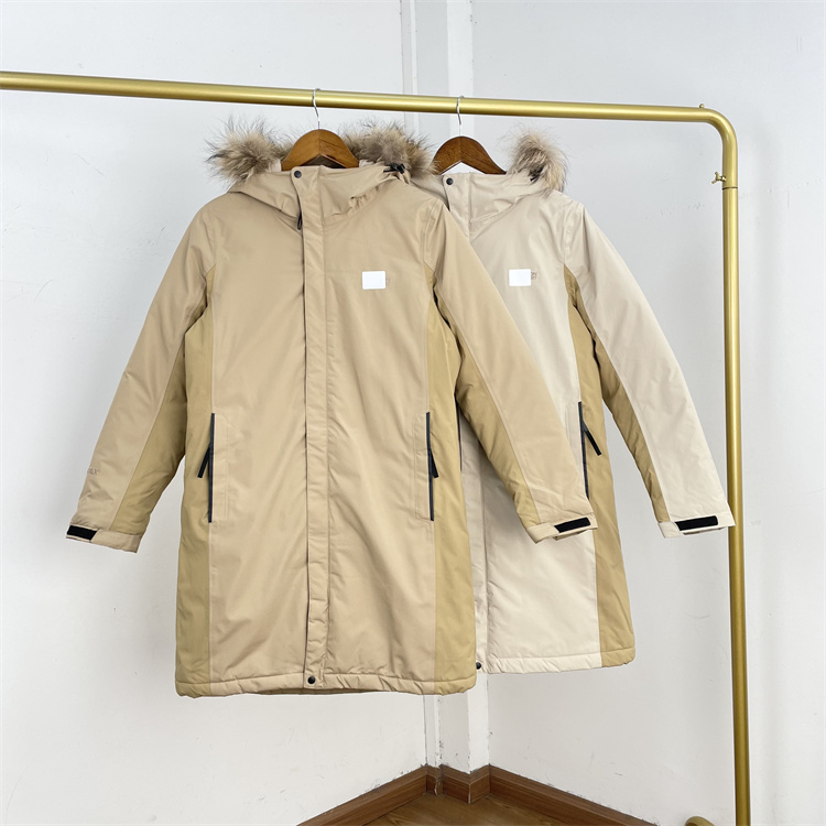 X1韩货三防工装！鹅绒25冬季新款拼色中长款貉子毛派克服羽绒服女