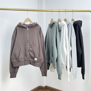 连帽拉链开衫 外贸原单25秋宽松休闲内里抓绒卫衣外套