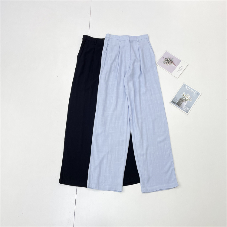 J4 30%亚麻面料~外单纯元26春新款女士吸湿透气休闲直筒裤长裤