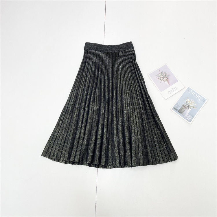 I1鎏金百褶~外单2026春夏新款女士时尚松紧腰A字时尚法式半身裙