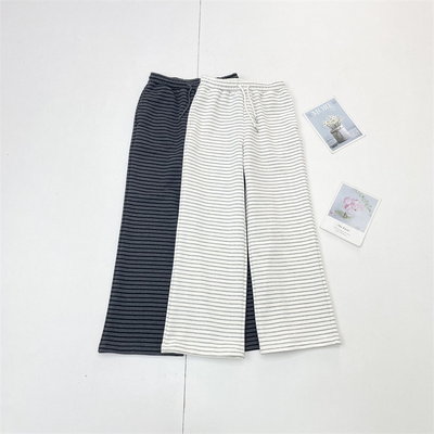 G1韩单大牌外单26春新款女舒适直筒裤阔腿裤显瘦长裤百搭经典条纹