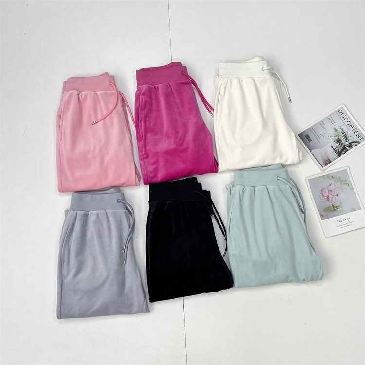 E4大牌美单~G**丝绒卫裤外贸单24年新款休闲女长裤运动休闲多色