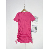 时尚 抽绳修身 北欧24夏季 圆领短袖 包臀裙连衣裙弹性很好 新款 C6修身