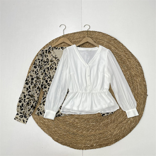 F5很仙的款式!气质风24年秋新款女士V领雪纺衫长袖衬衫上衣两色