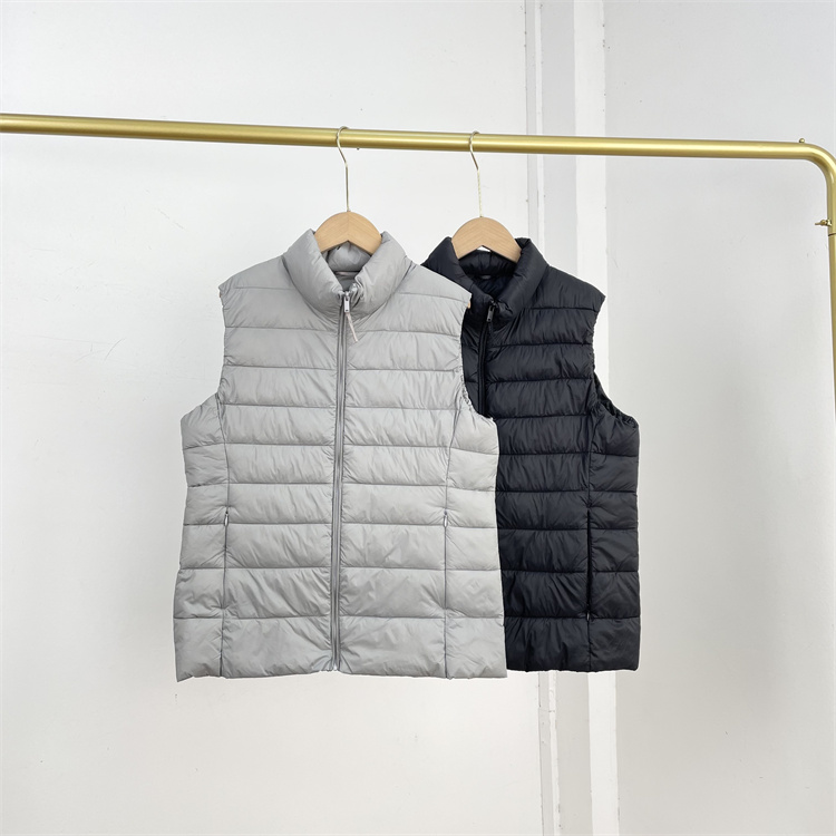 I4出口外单尾单~马甲背心25冬新款女款保暖立领拉链纯色外套