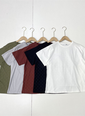 G6满钻设计！外单纯元25夏新款女士T恤圆领短袖复古舒适百搭多色