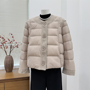 妈妈羽绒服女冬装2025新款冬装时尚中老年女装白鸭绒短款保暖外套