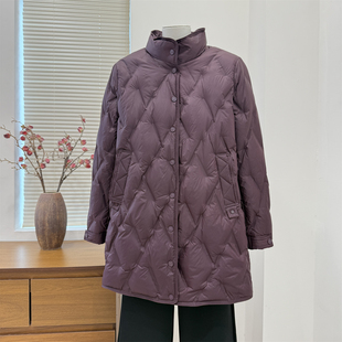 中老年羽绒服妈妈装中长款60岁老人冬装外套奶奶装白鸭绒保暖上衣