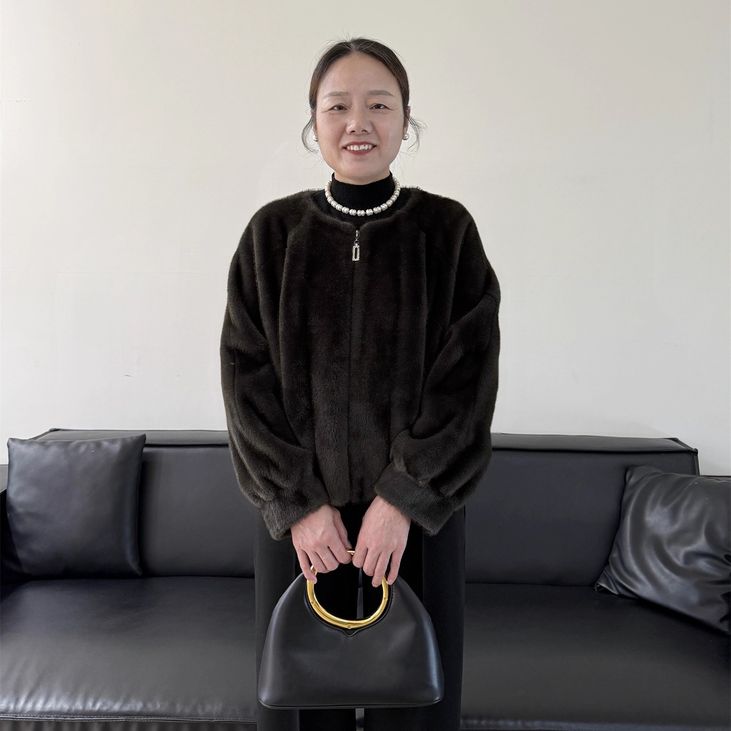 中老年妈妈装水貂绒外套女