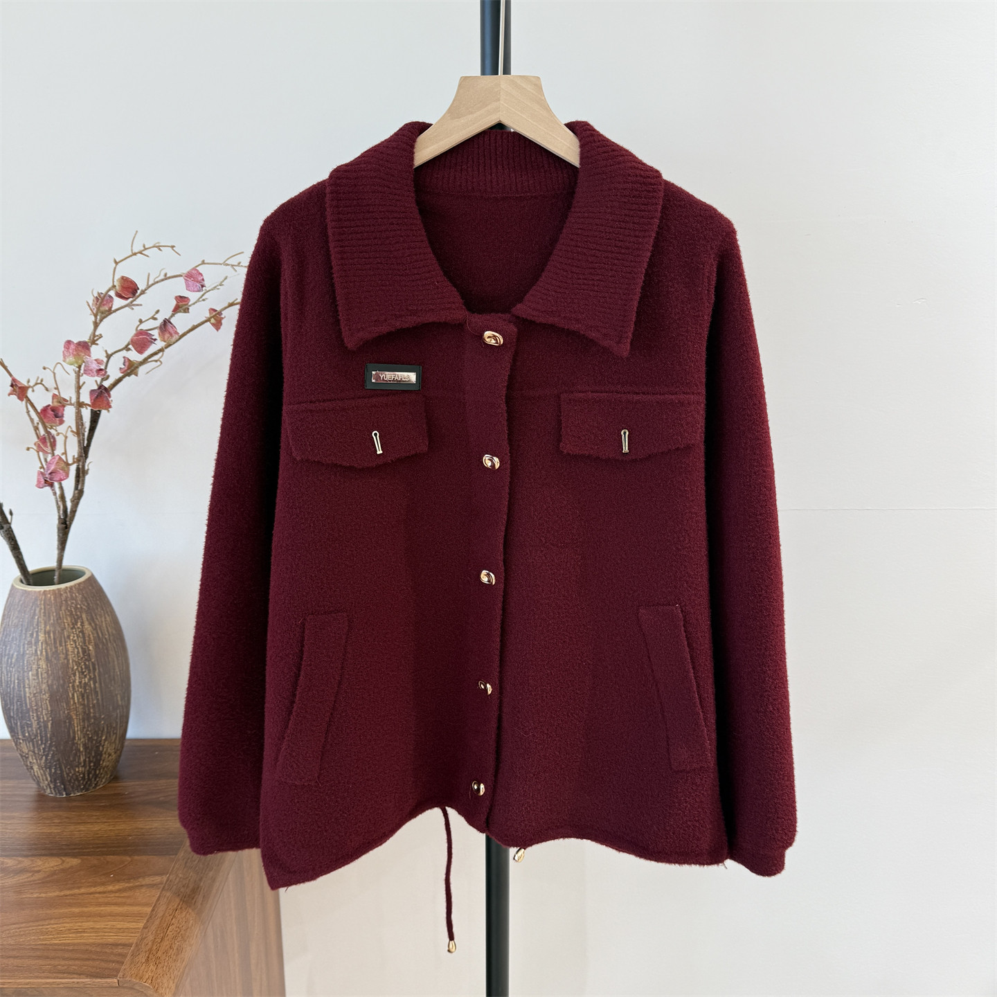 妈妈洋气小香风外套中年女装西装上衣服中老年秋冬装短款针织开衫