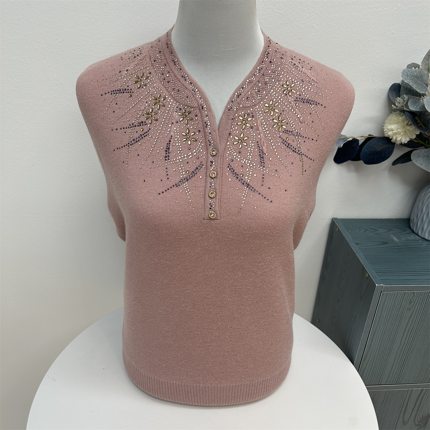 中年妈妈秋冬装旗袍领针织打底