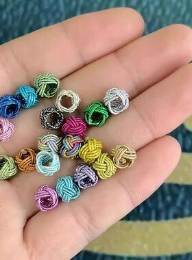 菠萝结约8mm隔珠材料玉绳彩金