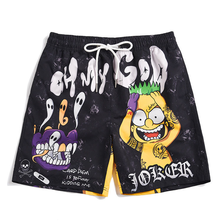 沙滩裤男速干可下水潮流卡通五分休闲裤度假旅游泡温泉宽松游泳裤