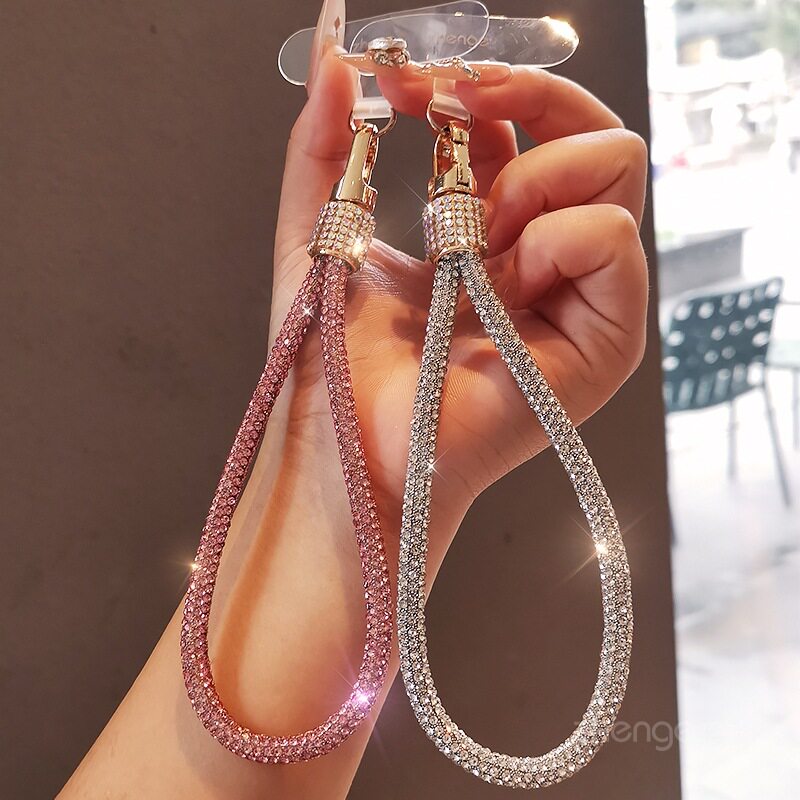 超好看闪钻手机挂绳女款手腕旋转手链小众精致高级感挂件饰品短款